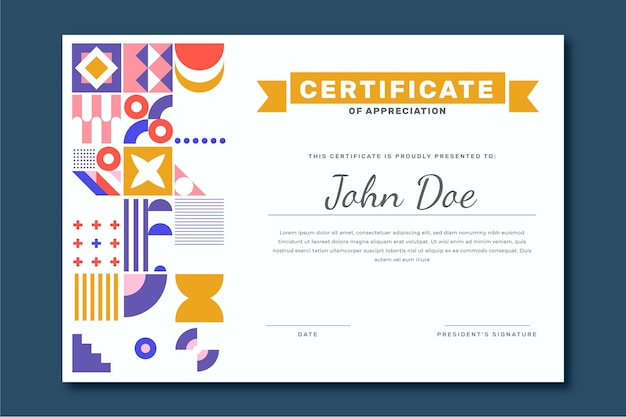 Flat colorful modern certificate