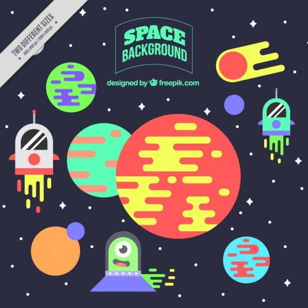 Flat colorful space background