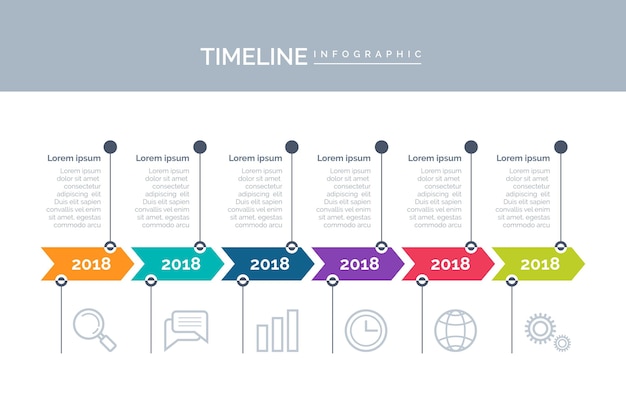 Vector flat colorful timeline infographic