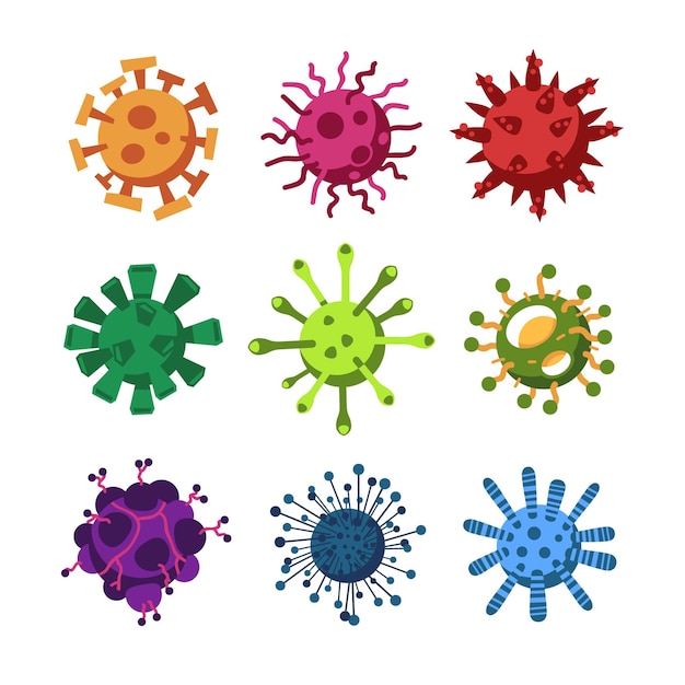 Flat Colorful Virus and Bacterial Set Collection