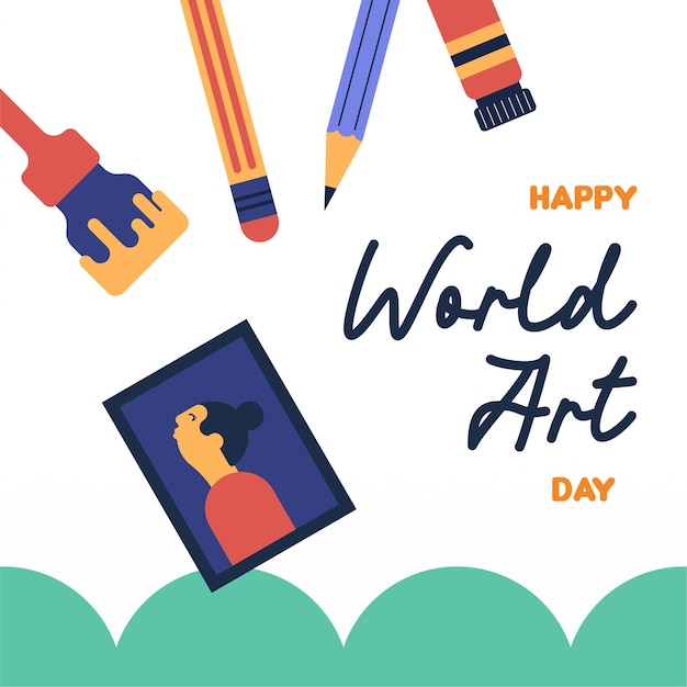 Vector flat colorful world art day illustration background