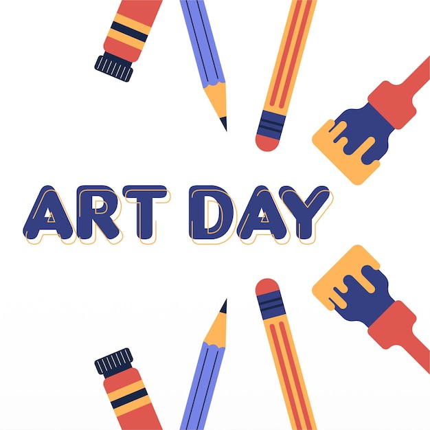 Vector flat colorful world art day illustration background