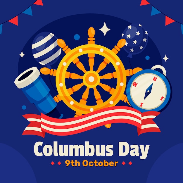 Vector flat columbus day illustration