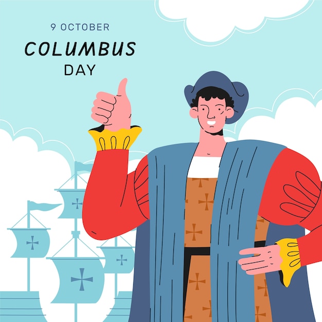 Vector flat columbus day illustration