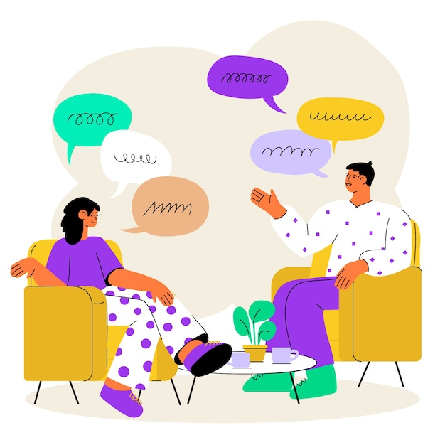 flat communication and speech bubbles illustration