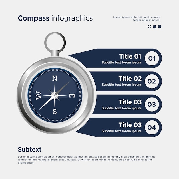 Плоский компас инфографика концепция
