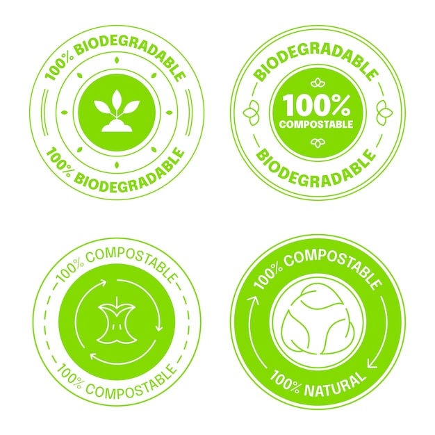 Flat compostable labels and stamps