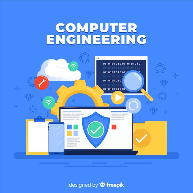 Flat computer engineering concept