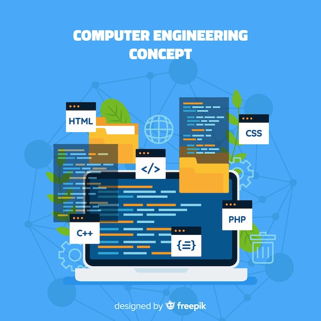 Flat computer engineering concept