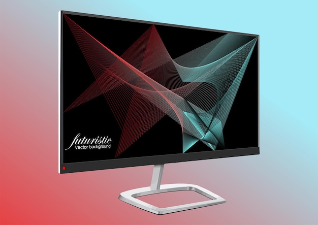 Monitor del computer piatto display vector 3d'illustrazione