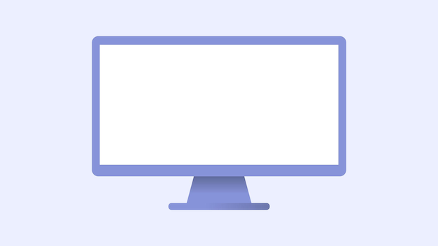 Плоский Компьютерный Монитор Белый Дисплей Векторные Иллюстрации