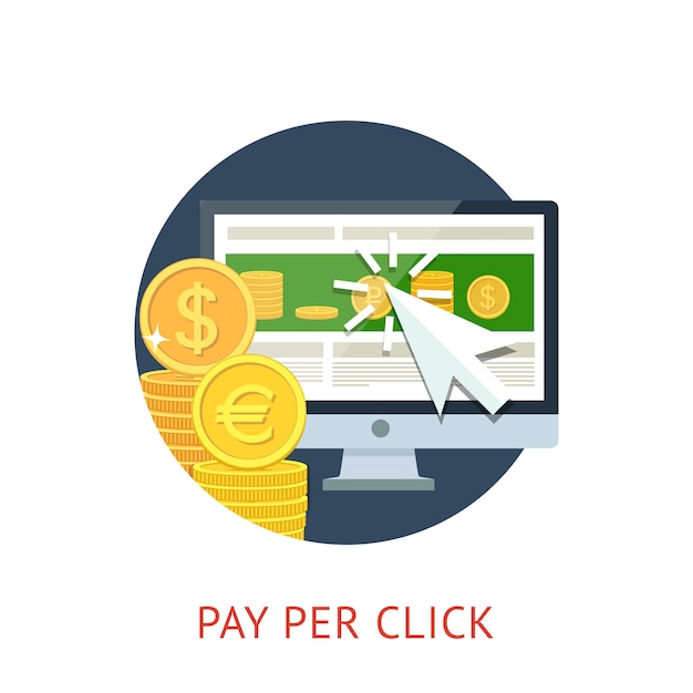 Vector flat concept icon pay per click ppc internet advertising model