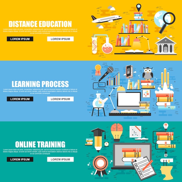 Плоский концептуальный набор онлайн-образования