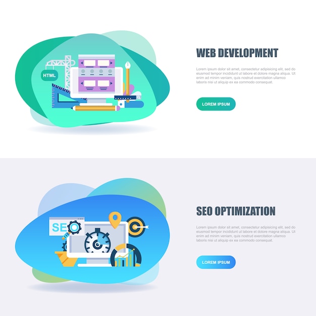 Flat concept web development and seo