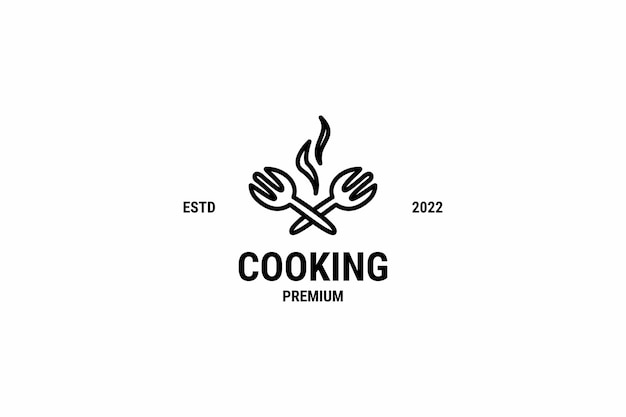 Flat cooking chef logo design