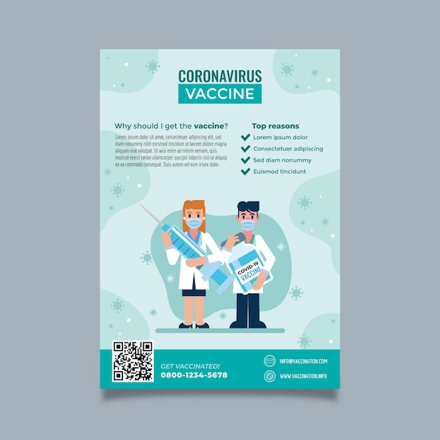 Vector flat coronavirus vaccination flyer