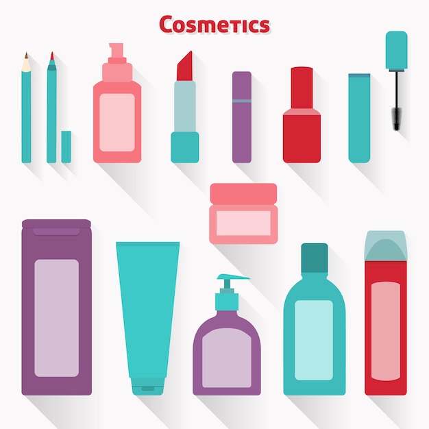flat cosmetic icons set