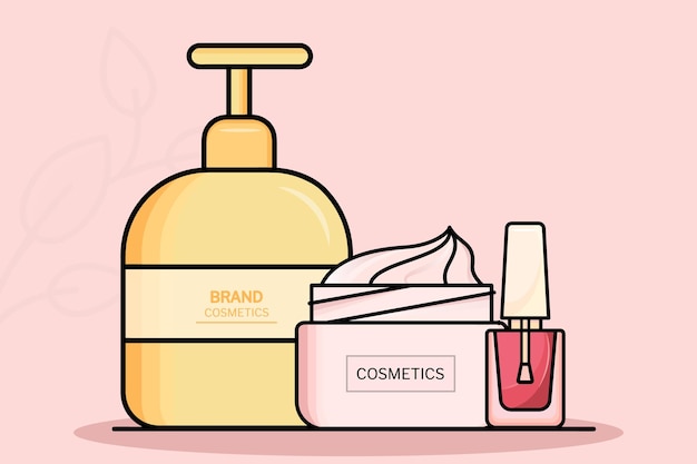 Flat cosmetic makeup design free vector