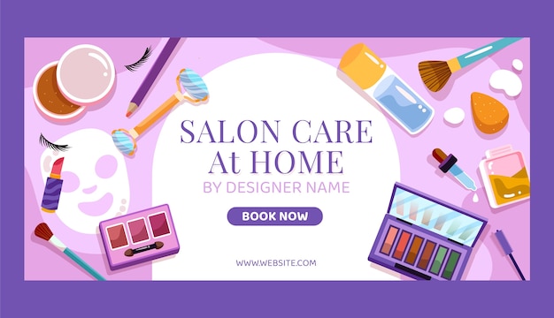 flat cosmetic products horizontal banner template