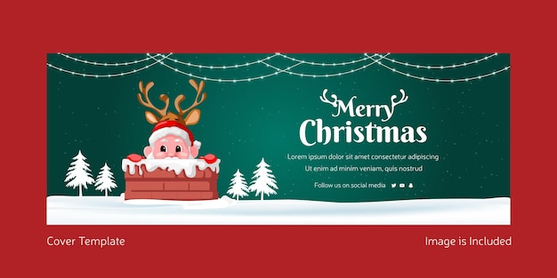 Flat cover page design of Merry Christmas template