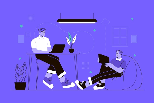 Vector flat coworking space illustration