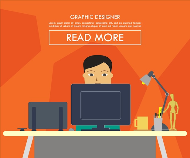 Vector flat creative person desk