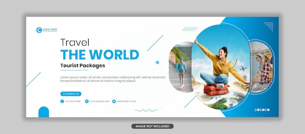 Flat and creative traveling web banner template