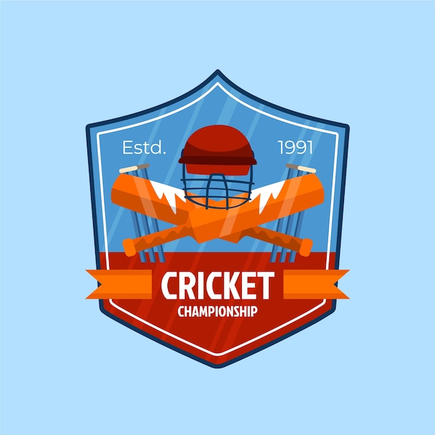 Vettore modello del logo del cricket piatto