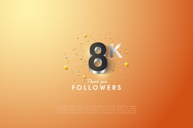 Vector flat and crooked numbers for 8k followers celebration