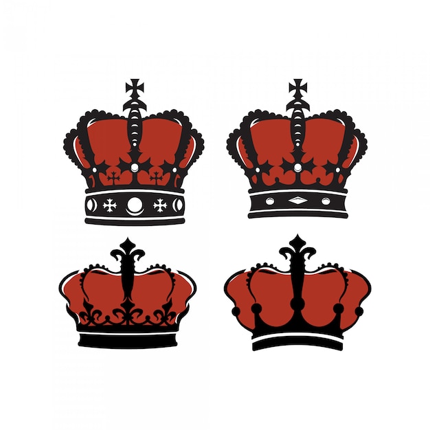 Vector flat crown illustration set