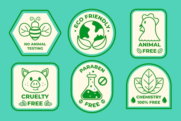 Flat cruelty free badge set