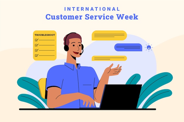 Vector flat customer service week illustration