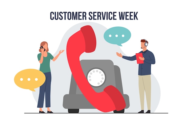 Illustrazione della settimana del servizio clienti piatto