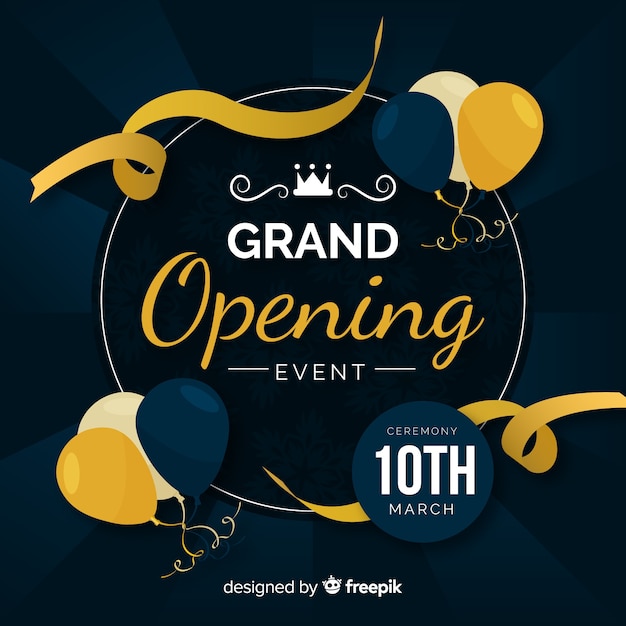 Vector flat cut ribbon grand opening background