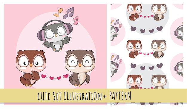 Piatto simpatico uccellino animale che canta felice con illustrazioni di famiglia per bambini