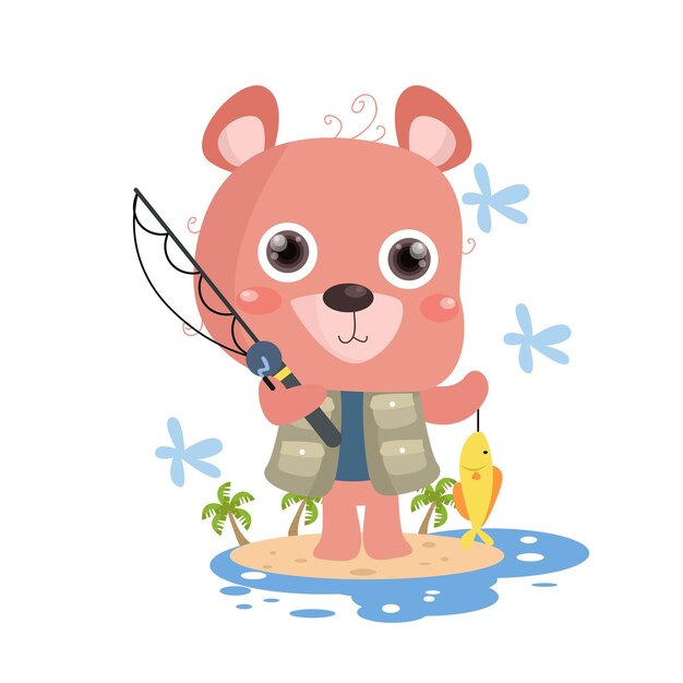 Flat Cute Bear-illustratie geschikt voor kinderontwerp