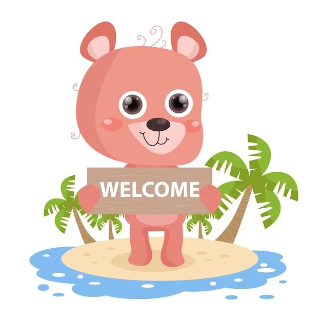 Vector flat cute bear illustration suitable for kid design