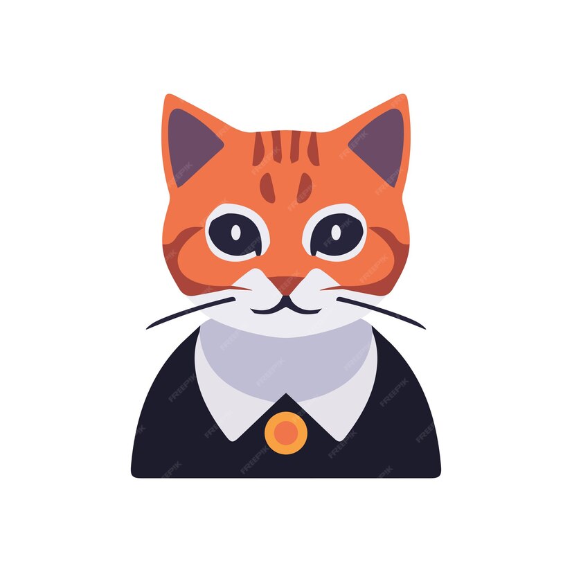 Premium Vector Flat cute cat in suit icon mascot vector illustration