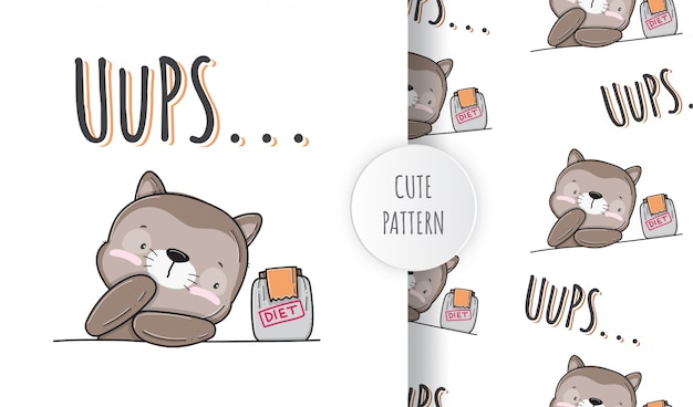 flat cute little cat animal pattern illustration