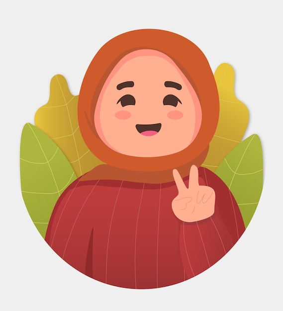 Flat cute muslim girl illustration