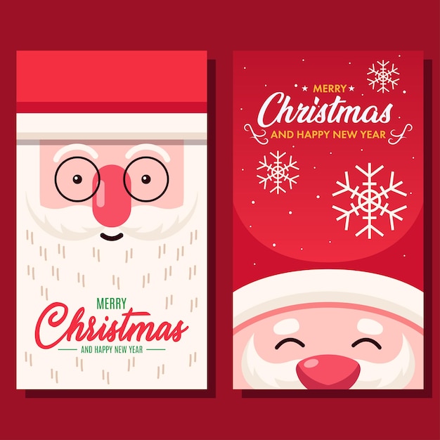 Vector flat cute santa head vertical banner