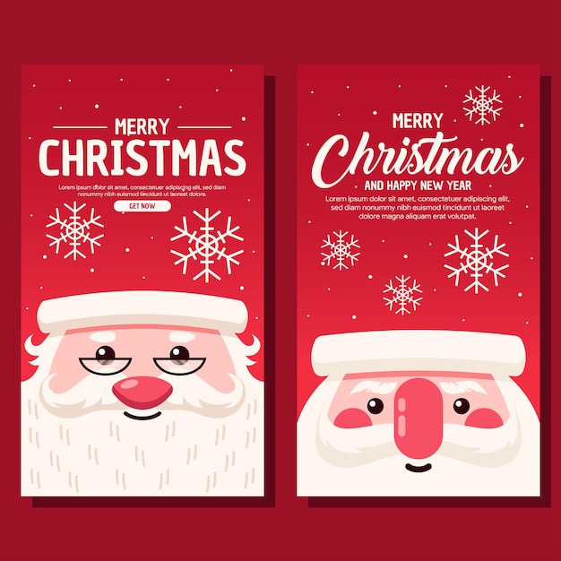 Flat cute santa head vertical banner