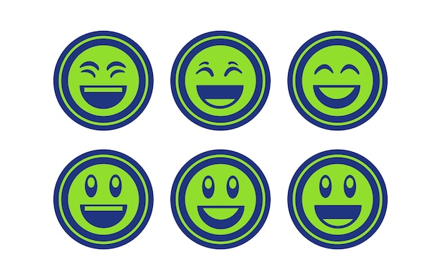 Vector flat cute trendy smile emoticons collection of cute smile emoticons sticker