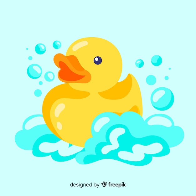 Flat cute yellow rubber duck