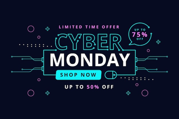 Vector flat cyber monday background