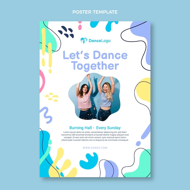 Flat dance show vertical poster template