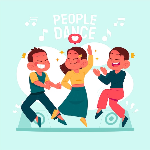 Flat dansende mensen illustratie