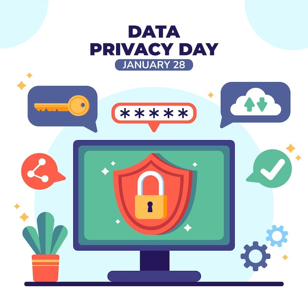 Vettore illustrazione piatta del giorno della privacy dei dati