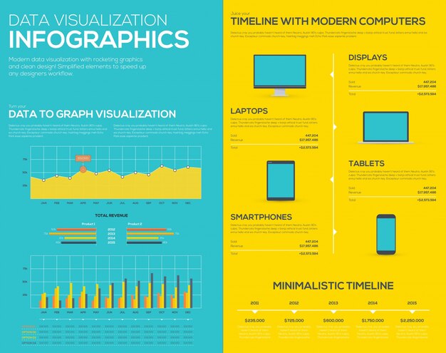 Flat data visualization infographic business vector elements