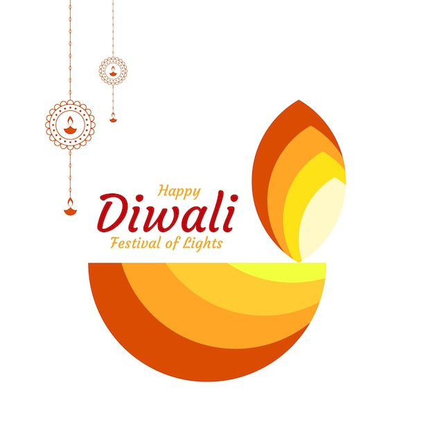 Flat Decorative happy diwali festival white background